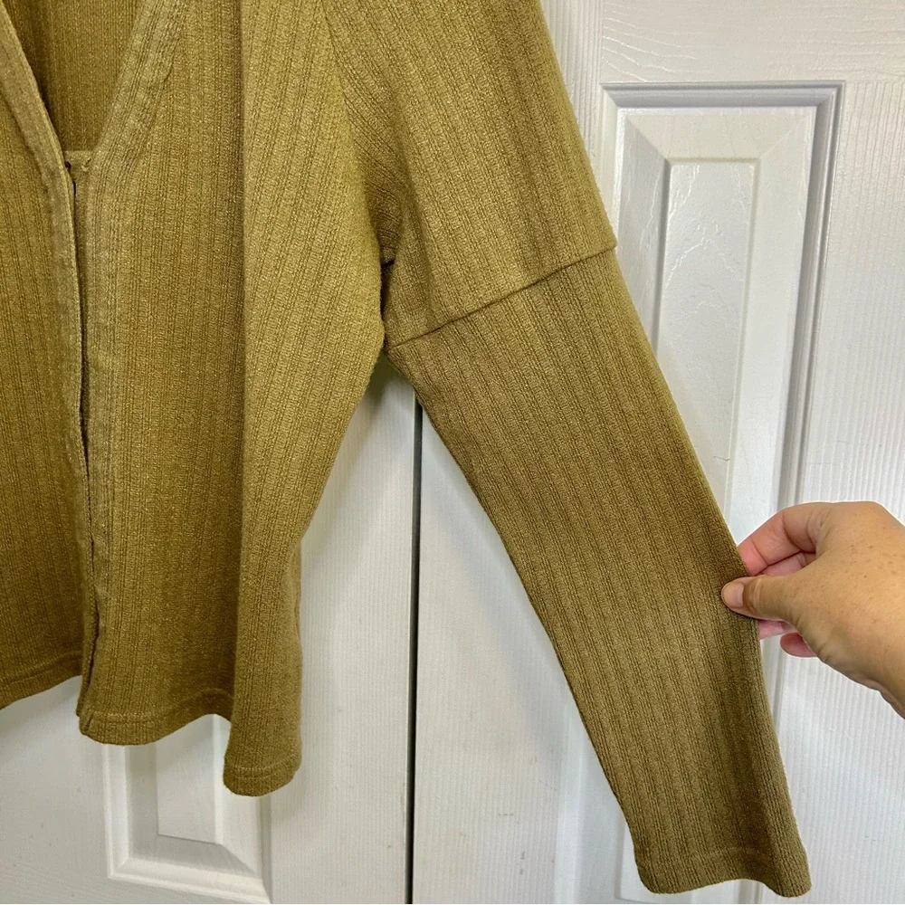 Anthropologie Olive Green V-Neck Snap Front Long Sleeve Top Size XL - Picture 4 of 15